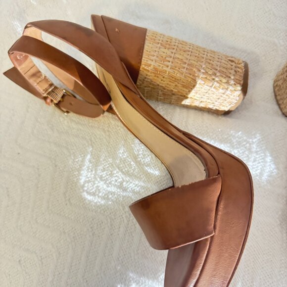 Aldo brown raffia block heel sandals: - Picture 2 of 5